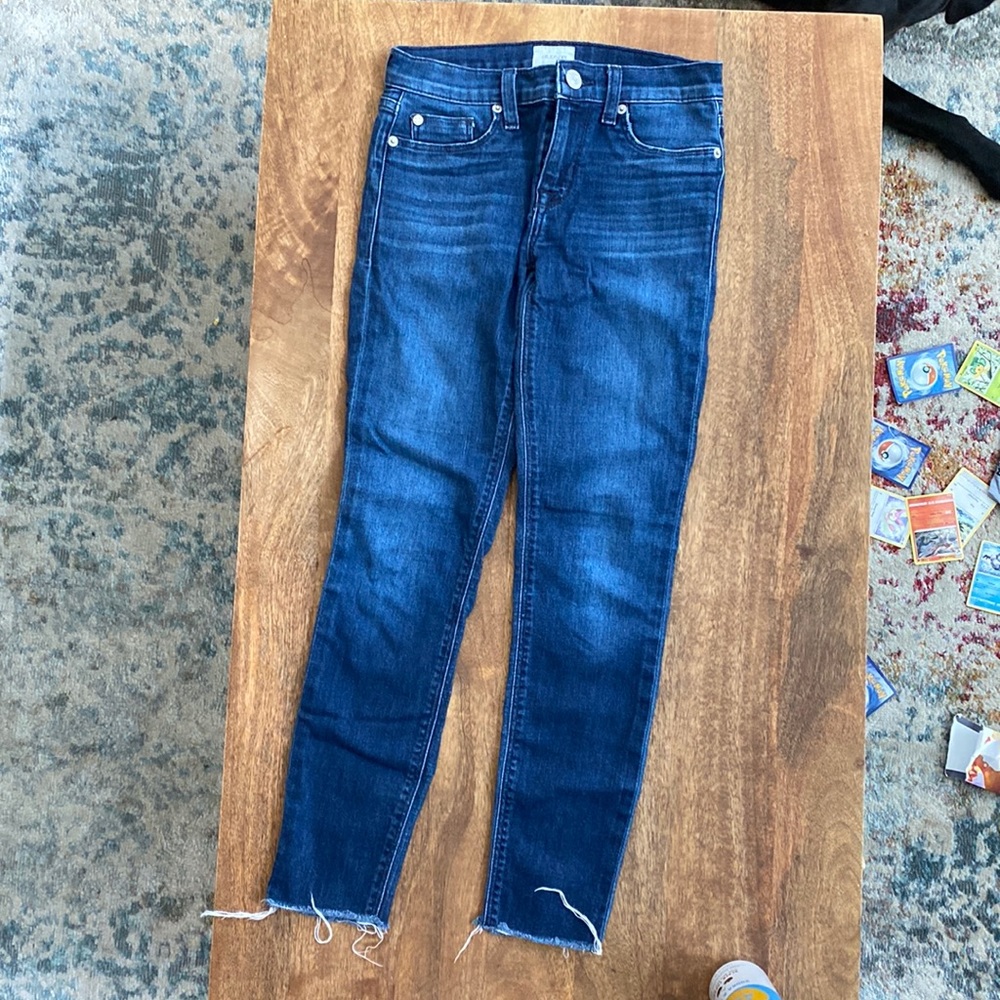 Hudson brand size 25 cropped jeans with raw edge